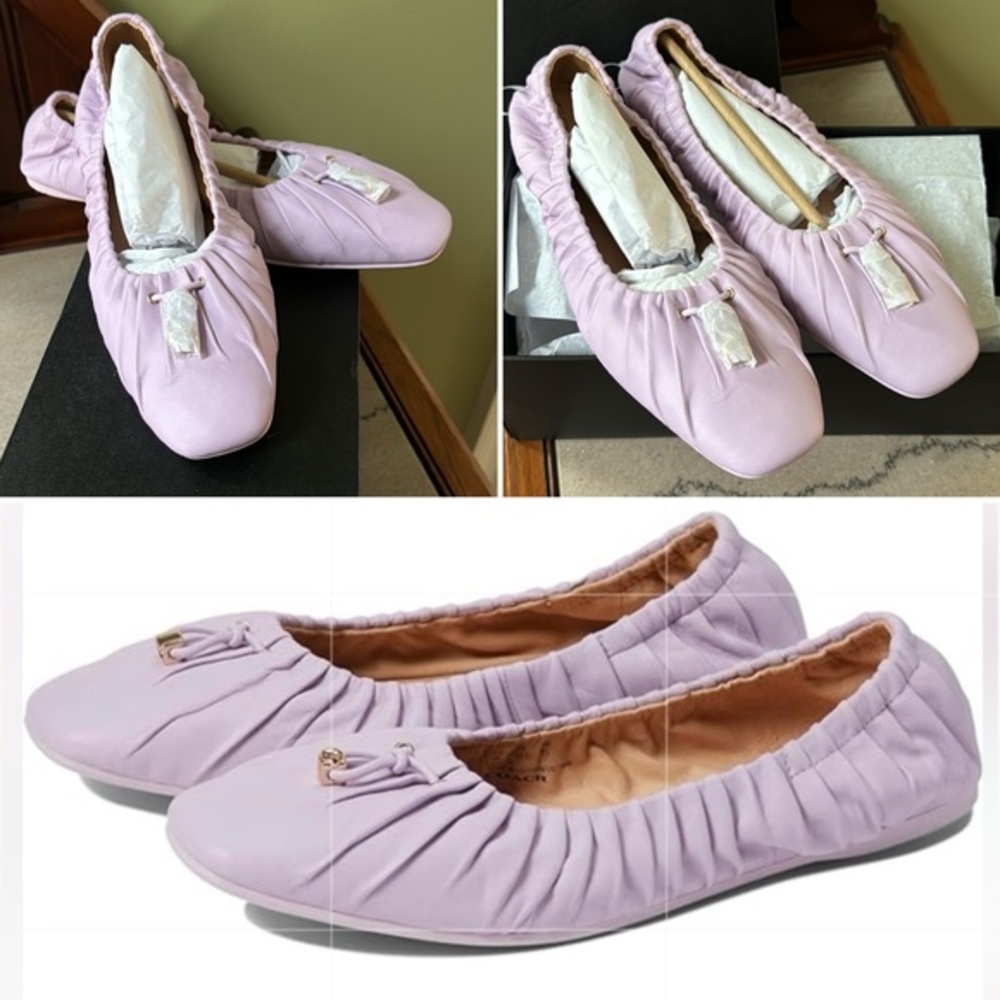 COACH Eleanore Leather Ballet Flats, Violet- S 9.5,B